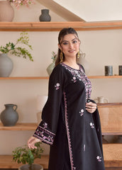 Jet Black Floral Emb