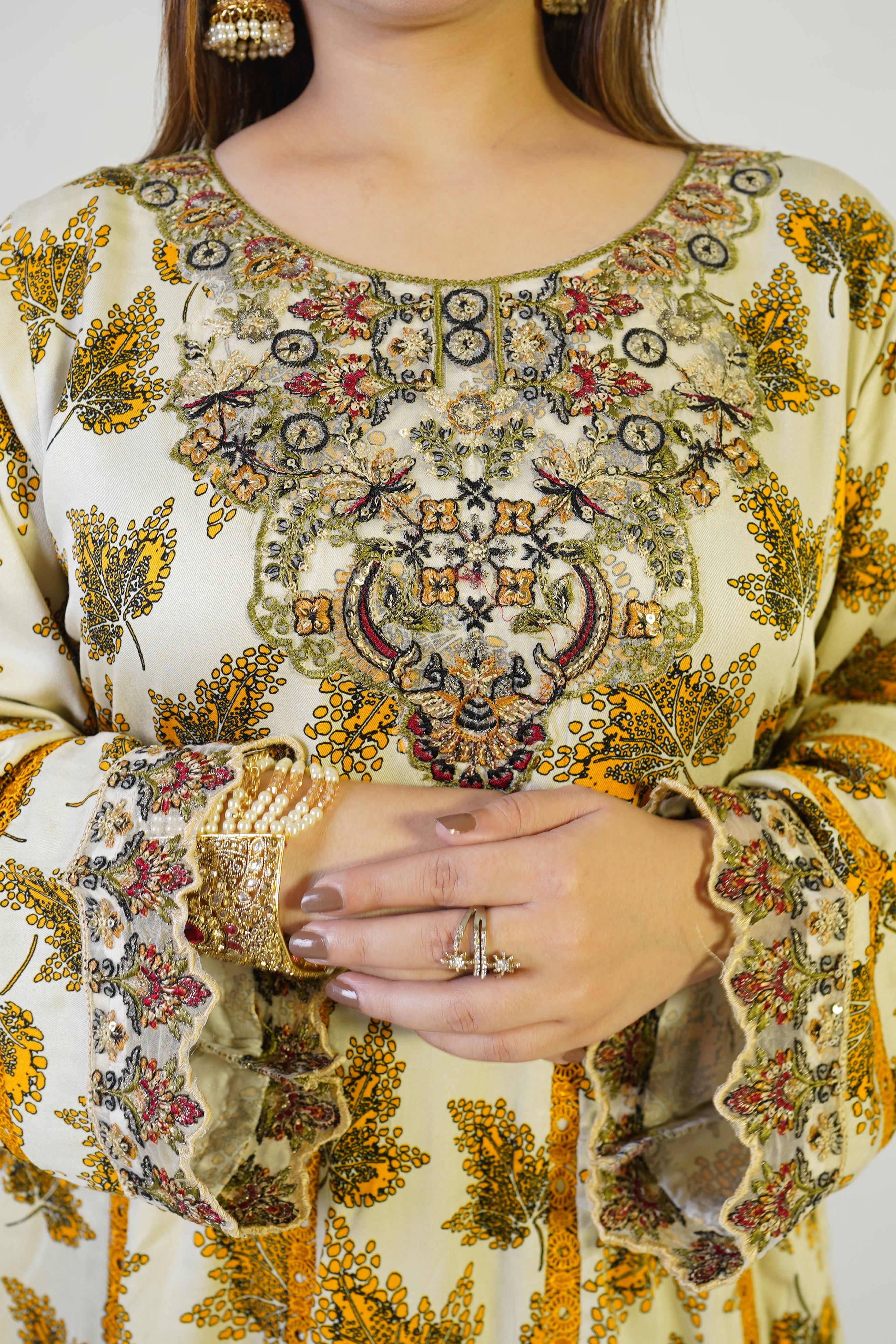 Maroon Embroidered Dress