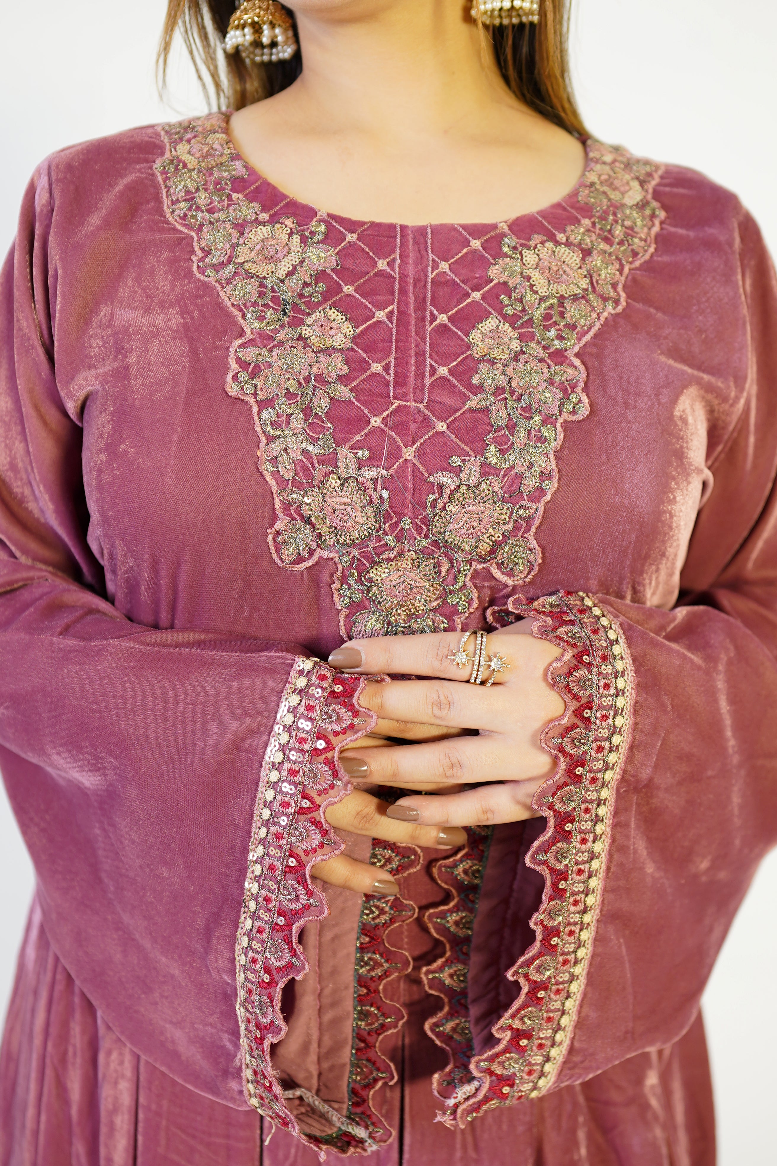 Ivory and Gold Embroidered Dress