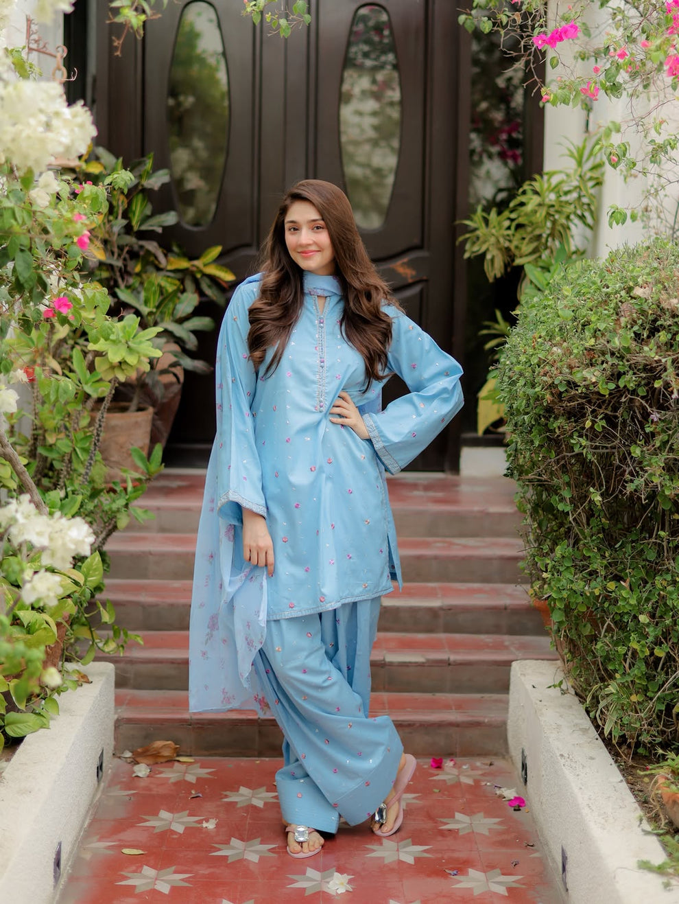Sky Blue Embroidery 3pc