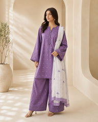 Lavender Purple Embroidery 3 pc
