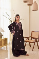 Jet Black Floral Emb