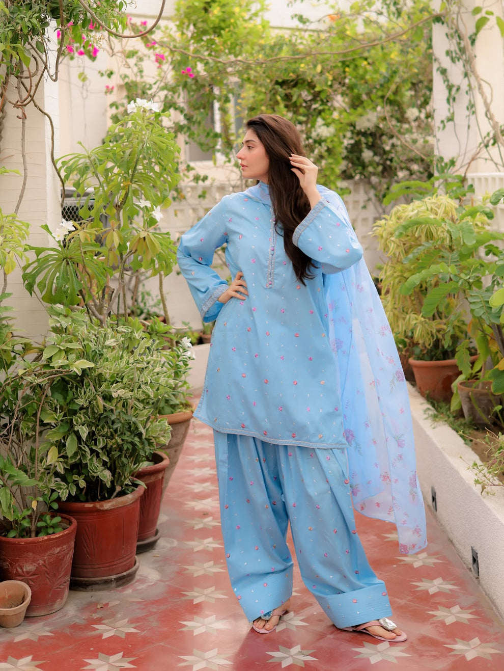 Sky Blue Embroidery 3pc