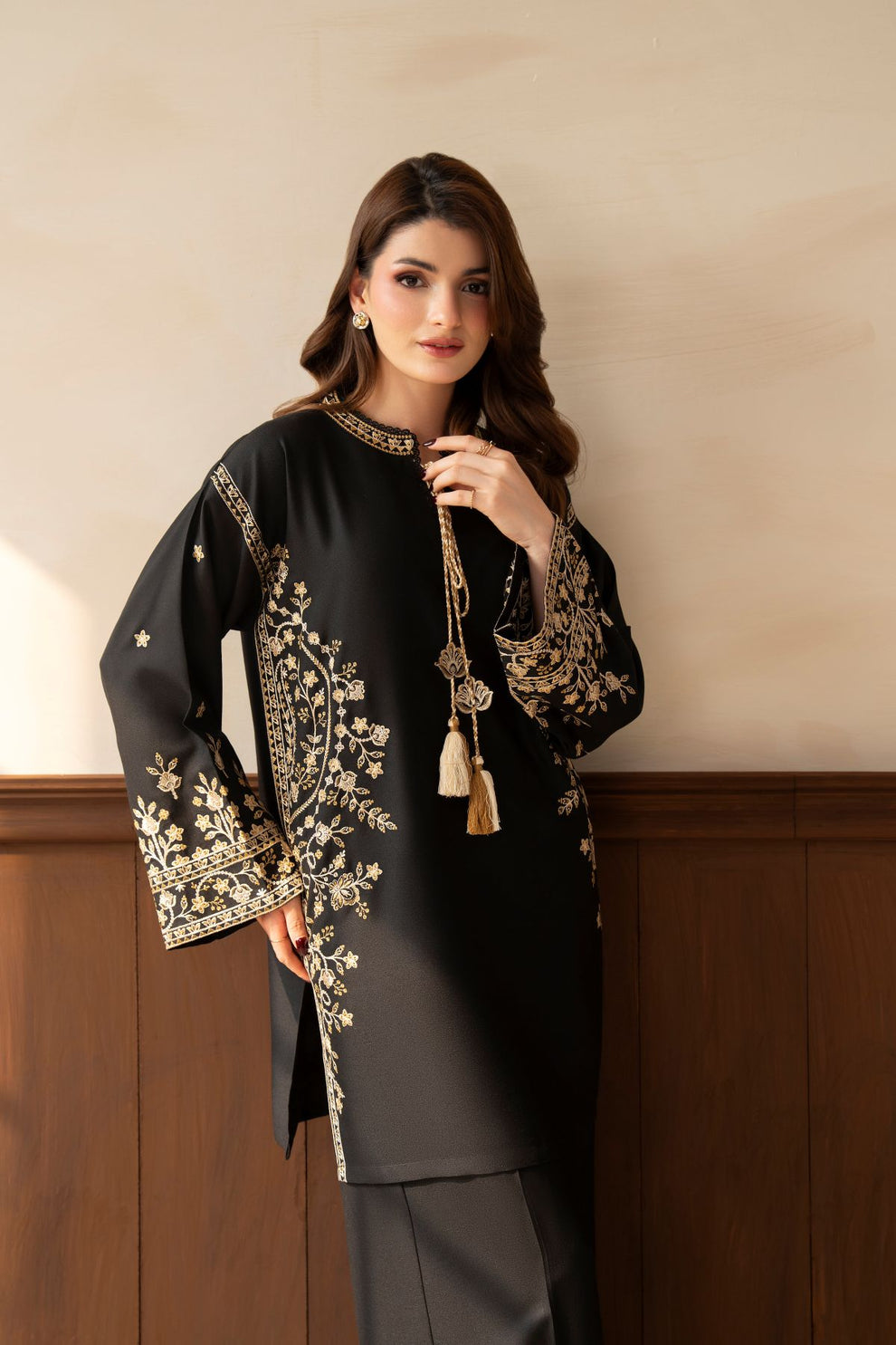 Midnight Gold Embroidered 2-Piece Marina Suit