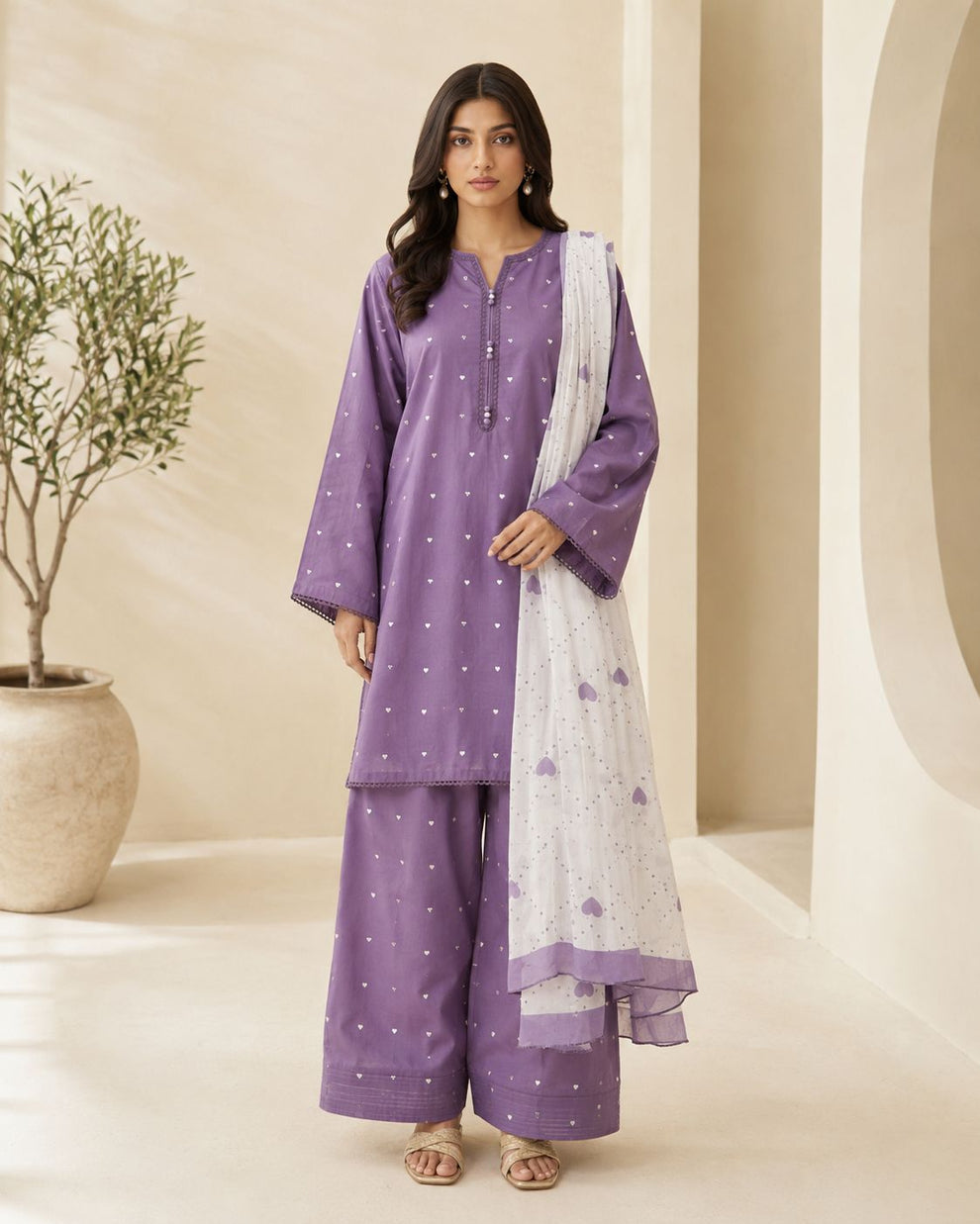 Lavender Purple Embroidery 3 pc