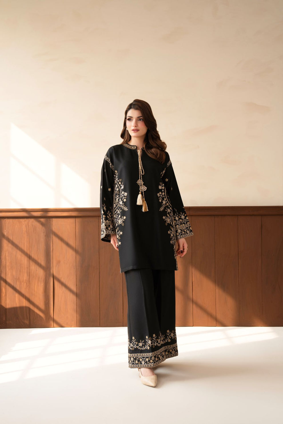 Midnight Gold Embroidered 2-Piece Marina Suit